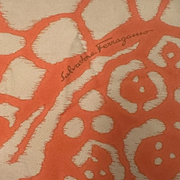 Salvatore Ferragamo Ruffle Orange Leopard Silk Midi Skirt - size 42 (M) - Picture 3 of 6